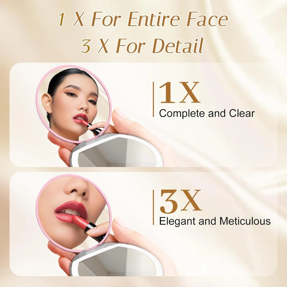 Portable LED Makeup Mirror – 1X/3X Magnification