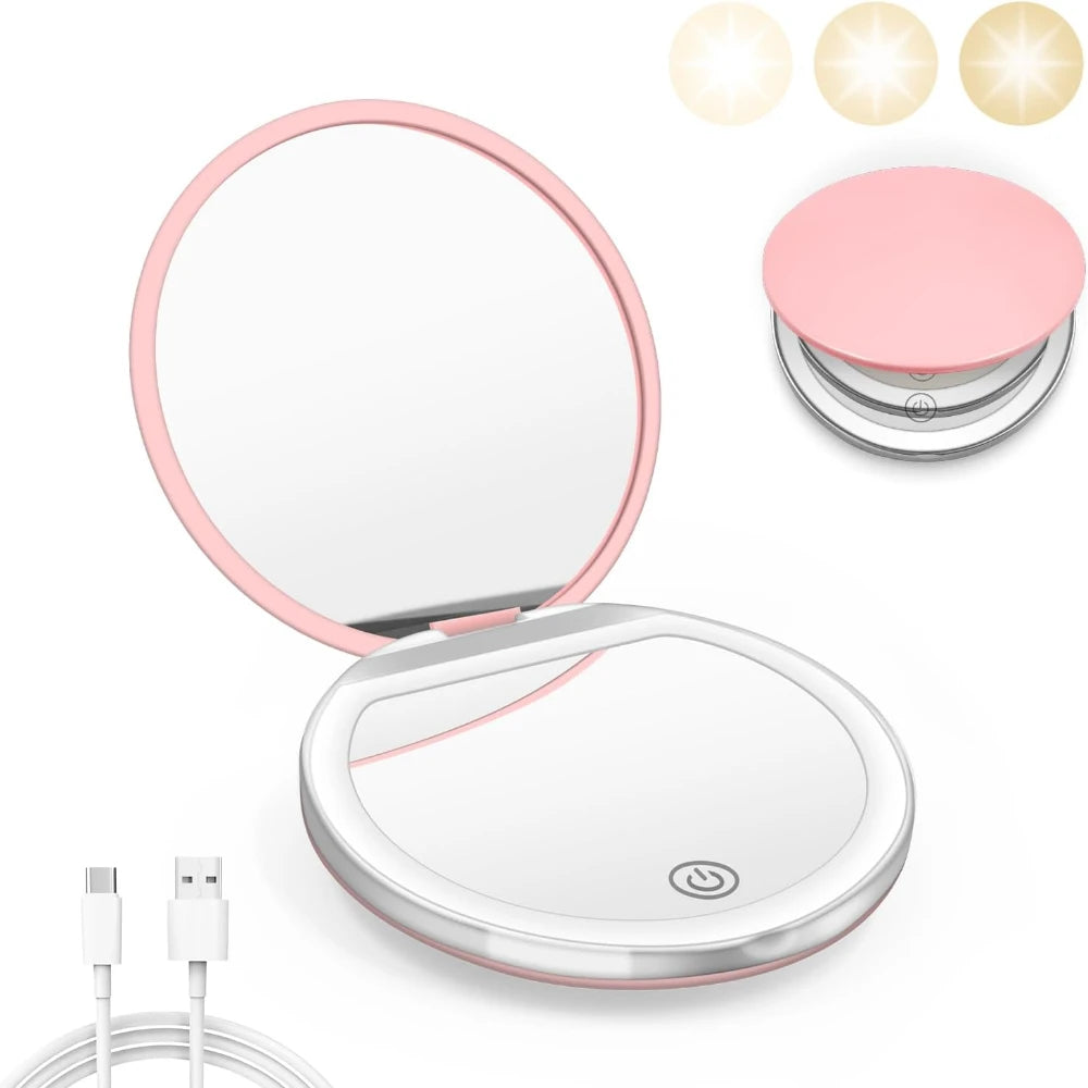 Portable LED Makeup Mirror – 1X/3X Magnification