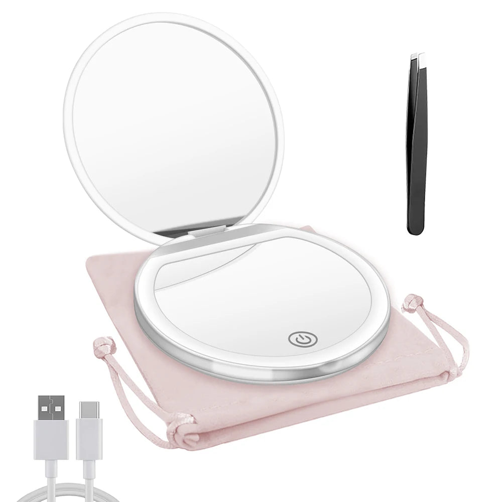 Portable LED Makeup Mirror – 1X/3X Magnification